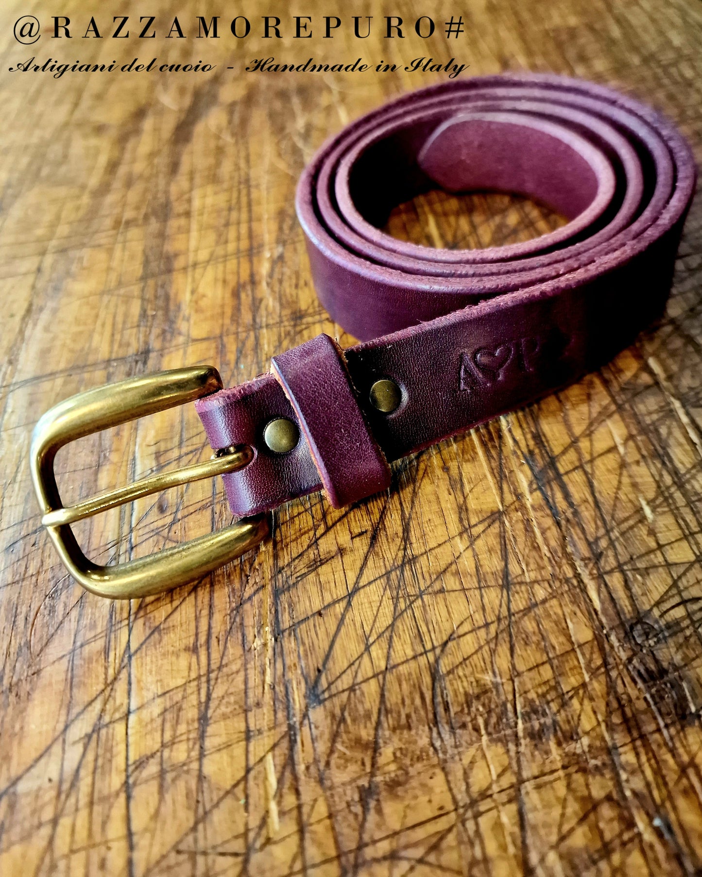 2.5cm Libra belt with brass buckle embellished with initials or an engraved date