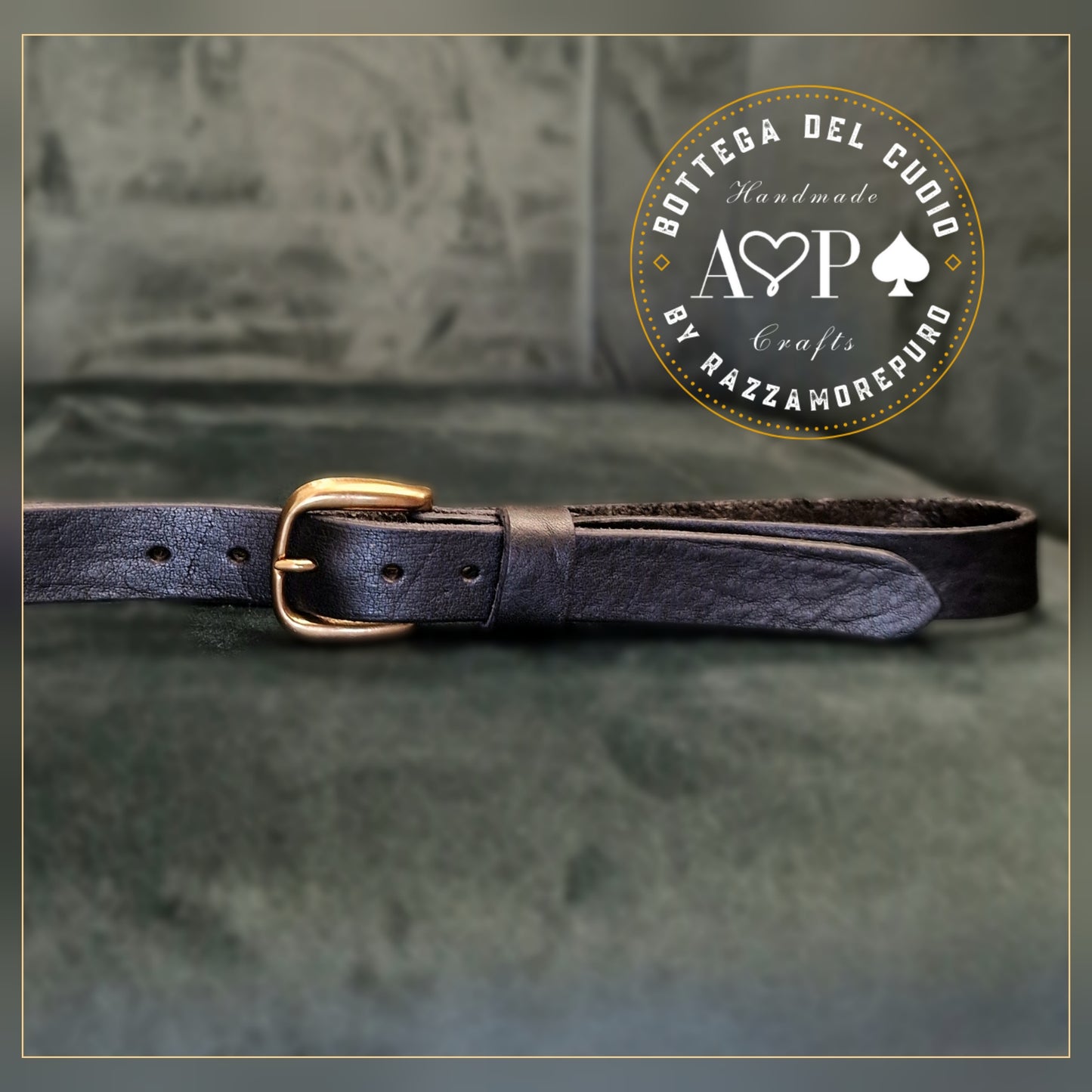 2.5cm Libra belt with brass buckle embellished with initials or an engraved date