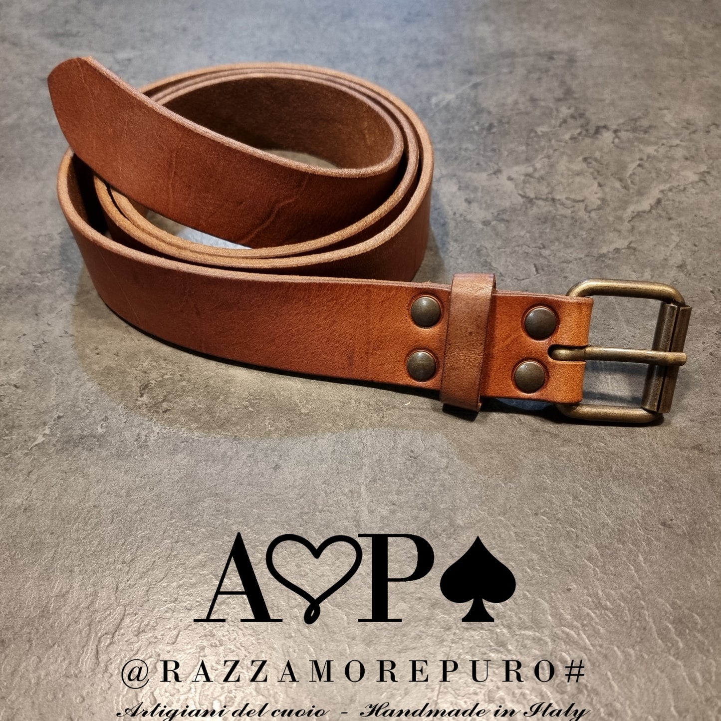 ARIES unisex belt with roller buckle embellished with your initials engraved