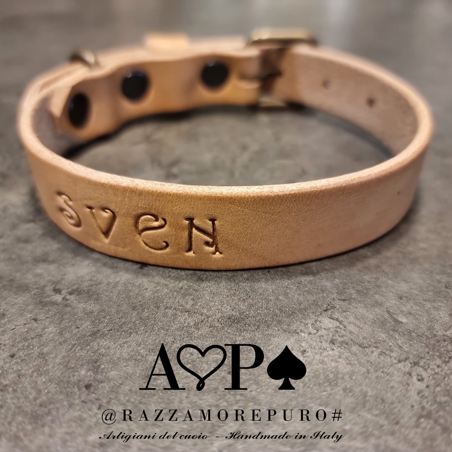 LEPUS collar with engraved name (CUSTOMIZABLE FOR ALL SIZES)