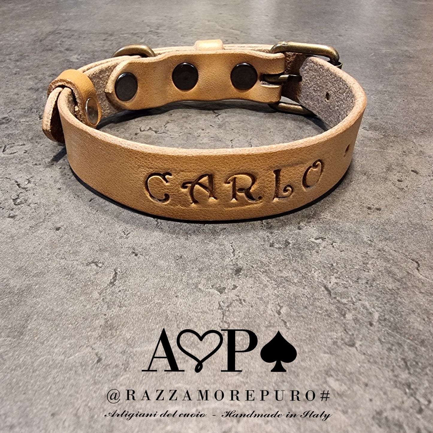 LEPUS collar with engraved name (CUSTOMIZABLE FOR ALL SIZES)